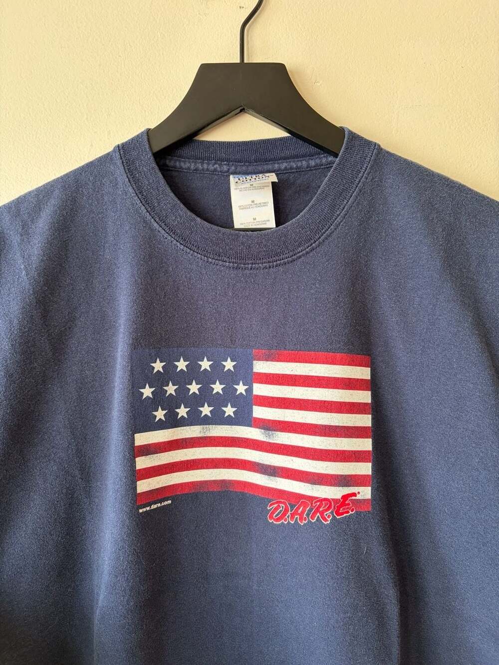 Gildan D.A.R.E. American Flag T-Shirt Size M Navy Blue